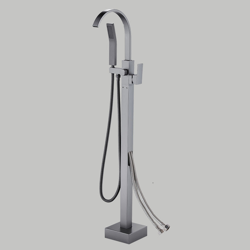 Floor Mounted Metal Freestanding Tub Filler Copper Freestanding Faucet with Hose