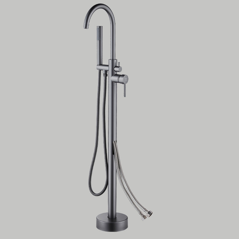 Floor Mounted Metal Freestanding Tub Filler Copper Freestanding Faucet with Hose