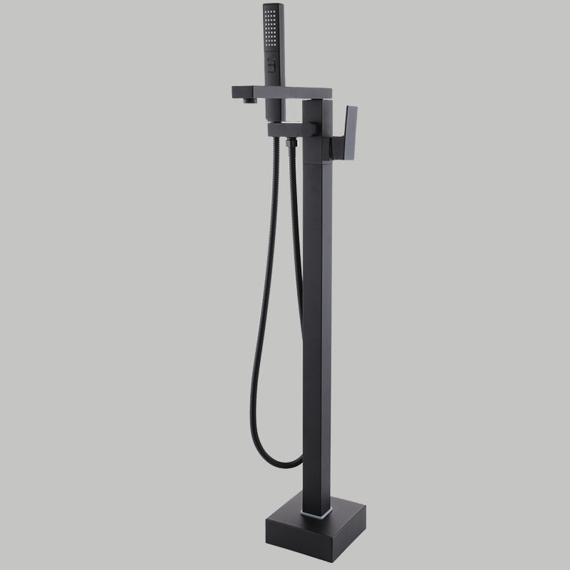 Floor Mounted Metal Freestanding Tub Filler Copper Freestanding Faucet with Hose