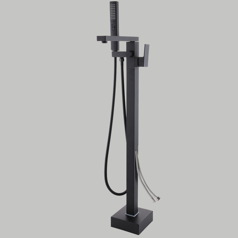 Floor Mounted Metal Freestanding Tub Filler Copper Freestanding Faucet with Hose