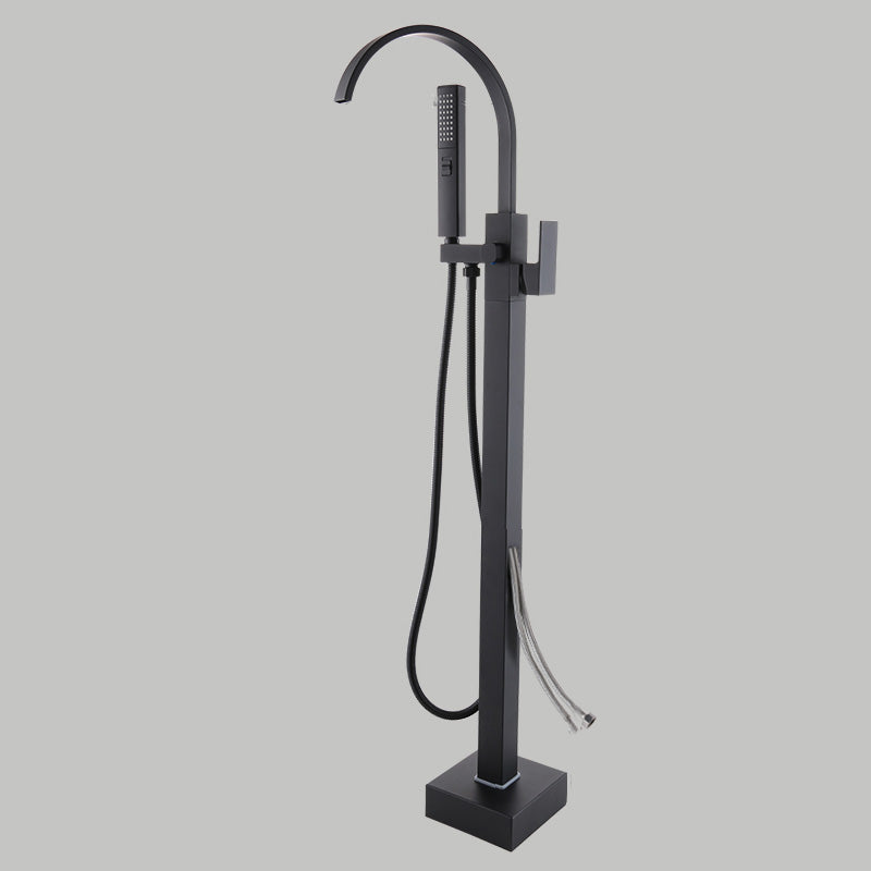 Floor Mounted Metal Freestanding Tub Filler Copper Freestanding Faucet with Hose