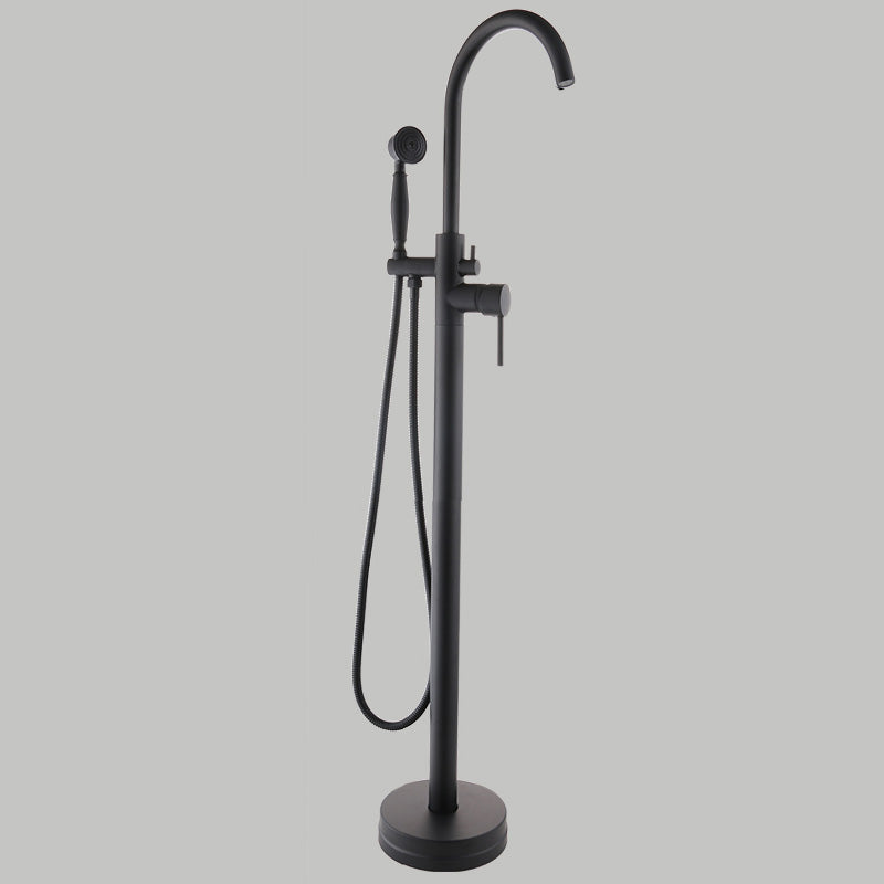 Floor Mounted Metal Freestanding Tub Filler Copper Freestanding Faucet with Hose
