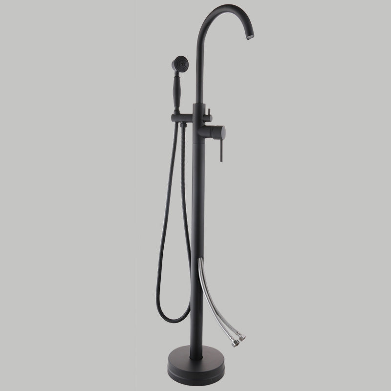 Floor Mounted Metal Freestanding Tub Filler Copper Freestanding Faucet with Hose