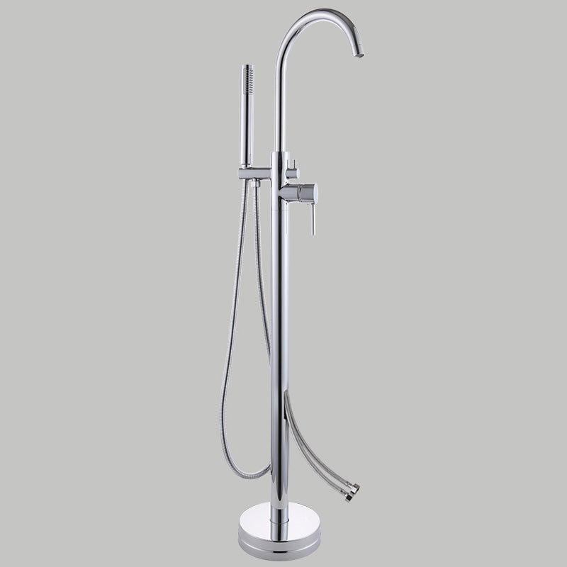 Floor Mounted Metal Freestanding Tub Filler Copper Freestanding Faucet with Hose