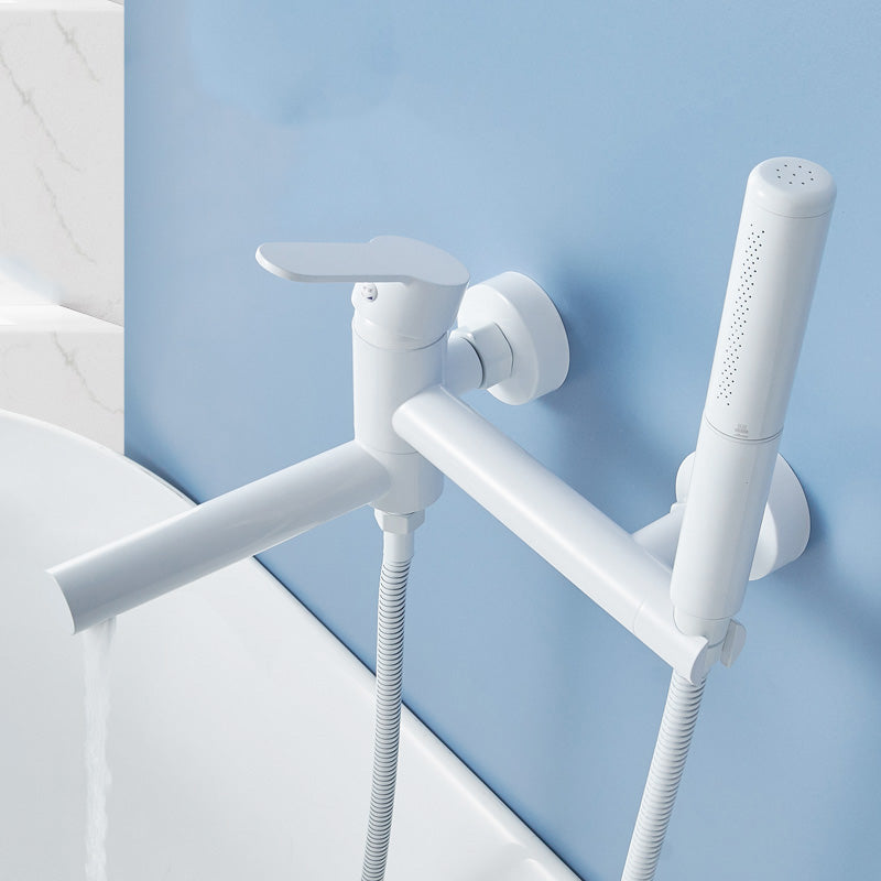 Metal Modern Bathroom Faucet White Single Handle Bath Filler Trim