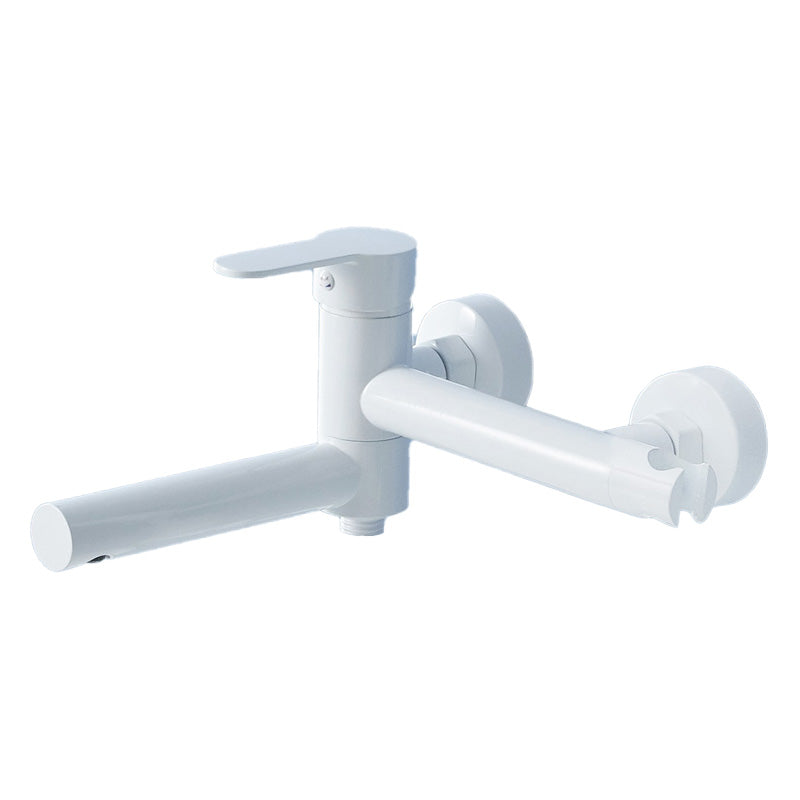 Metal Modern Bathroom Faucet White Single Handle Bath Filler Trim