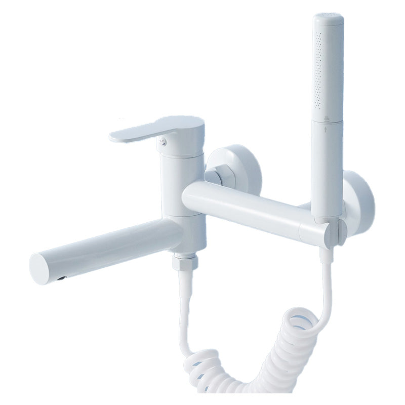 Metal Modern Bathroom Faucet White Single Handle Bath Filler Trim