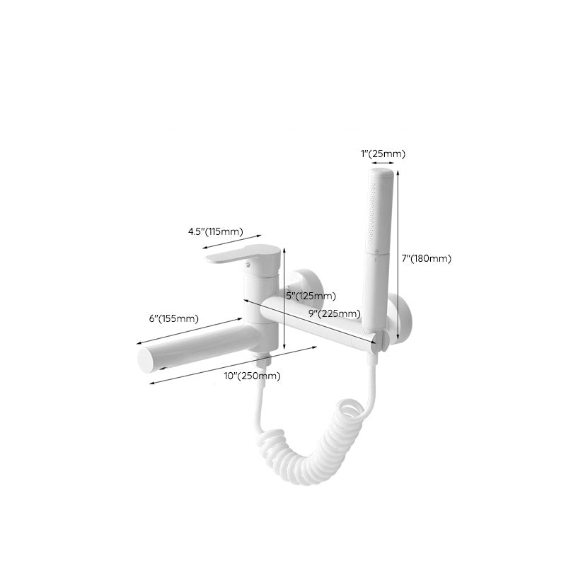 Metal Modern Bathroom Faucet White Single Handle Bath Filler Trim