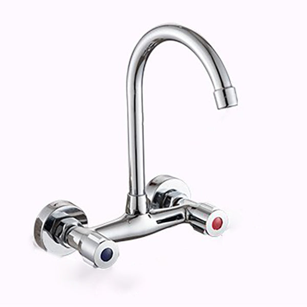 Wall Mounted Metal Tub Filler Double Knob Handles Kitchen Faucet