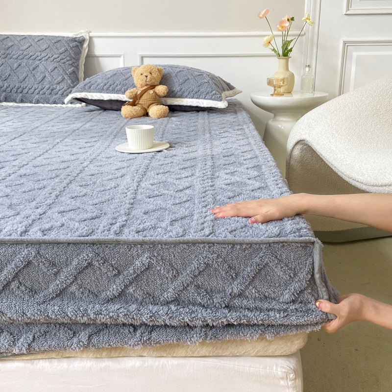 Solid Color Bed Sheet Set Soft & Smooth Flannel Bed Sheet Set