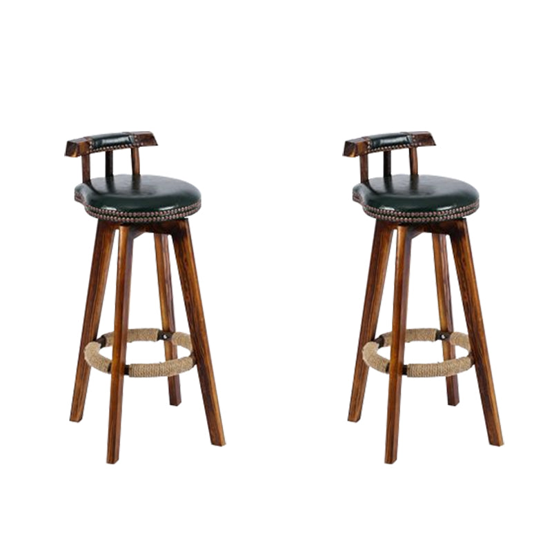 Industrial Low Back Dining Stools Armless Bar Stools with Wood Base