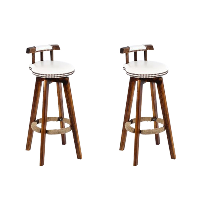 Industrial Low Back Dining Stools Armless Bar Stools with Wood Base