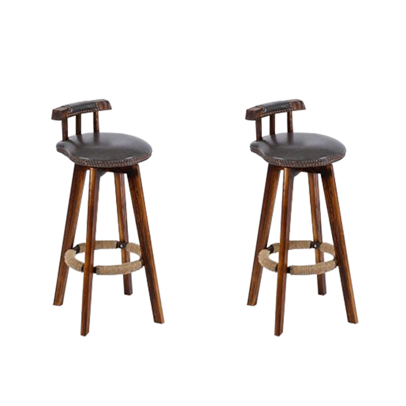 Industrial Low Back Dining Stools Armless Bar Stools with Wood Base