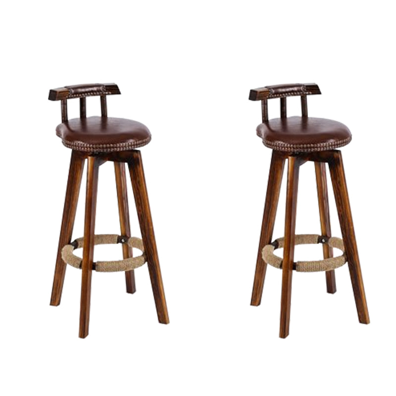 Industrial Low Back Dining Stools Armless Bar Stools with Wood Base