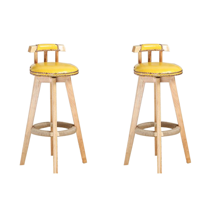 Industrial Low Back Dining Stools Armless Bar Stools with Wood Base