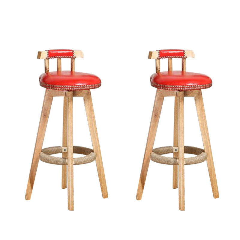Industrial Low Back Dining Stools Armless Bar Stools with Wood Base
