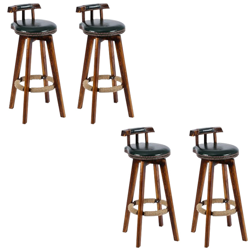 Industrial Low Back Dining Stools Armless Bar Stools with Wood Base