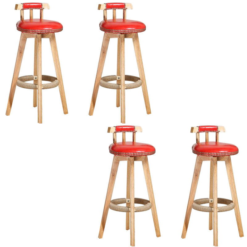 Industrial Low Back Dining Stools Armless Bar Stools with Wood Base