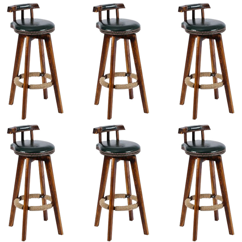 Industrial Low Back Dining Stools Armless Bar Stools with Wood Base