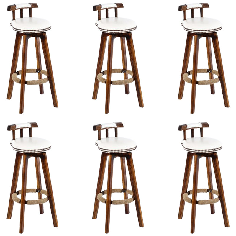 Industrial Low Back Dining Stools Armless Bar Stools with Wood Base