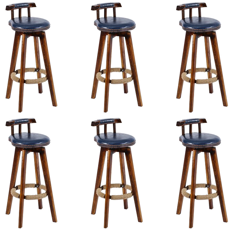 Industrial Low Back Dining Stools Armless Bar Stools with Wood Base
