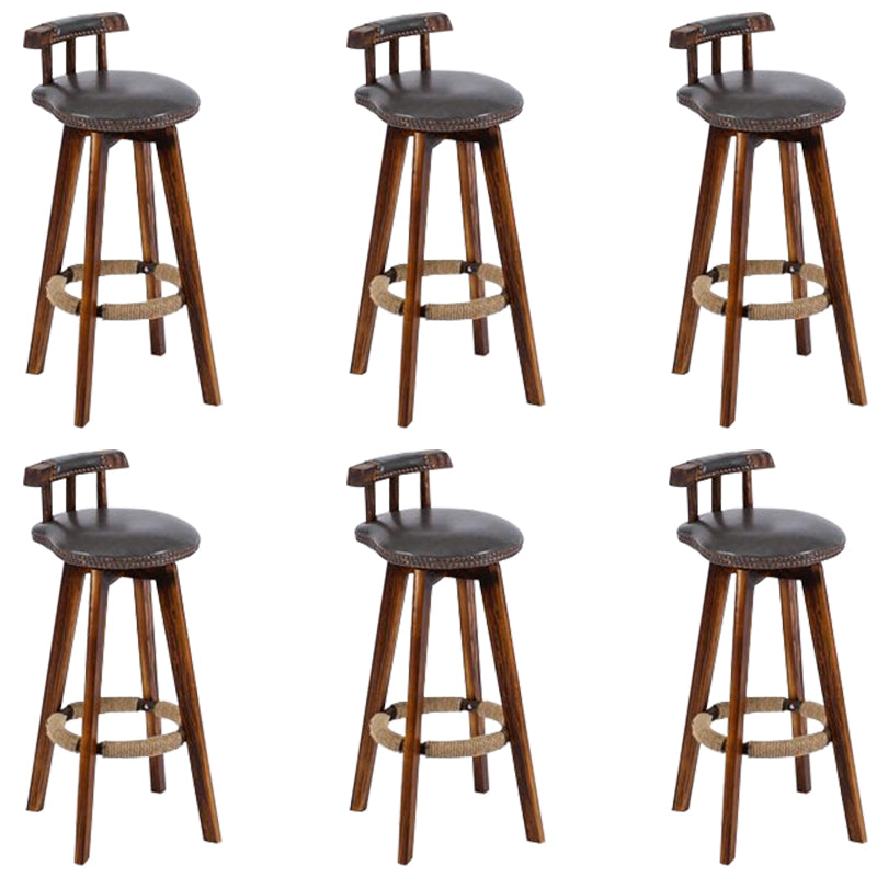 Industrial Low Back Dining Stools Armless Bar Stools with Wood Base