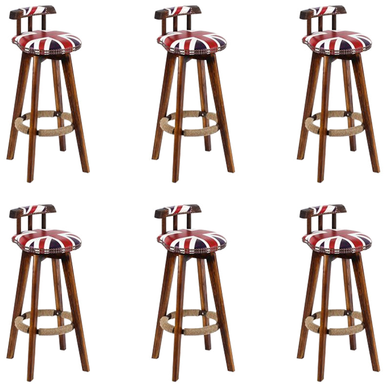 Industrial Low Back Dining Stools Armless Bar Stools with Wood Base