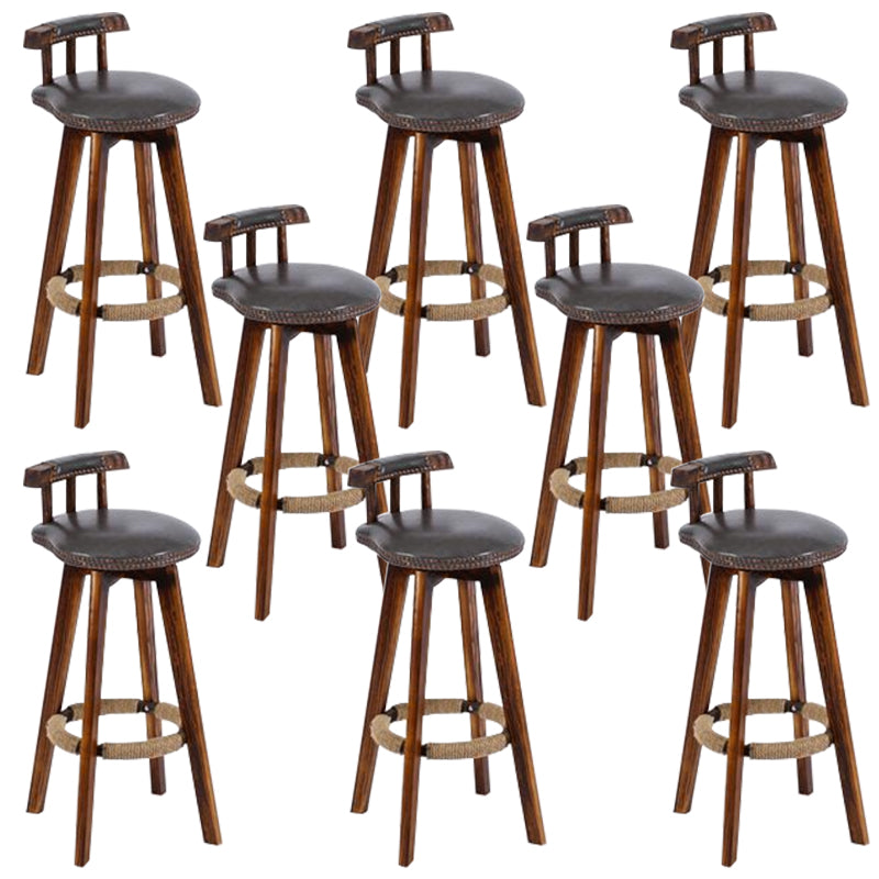 Industrial Low Back Dining Stools Armless Bar Stools with Wood Base