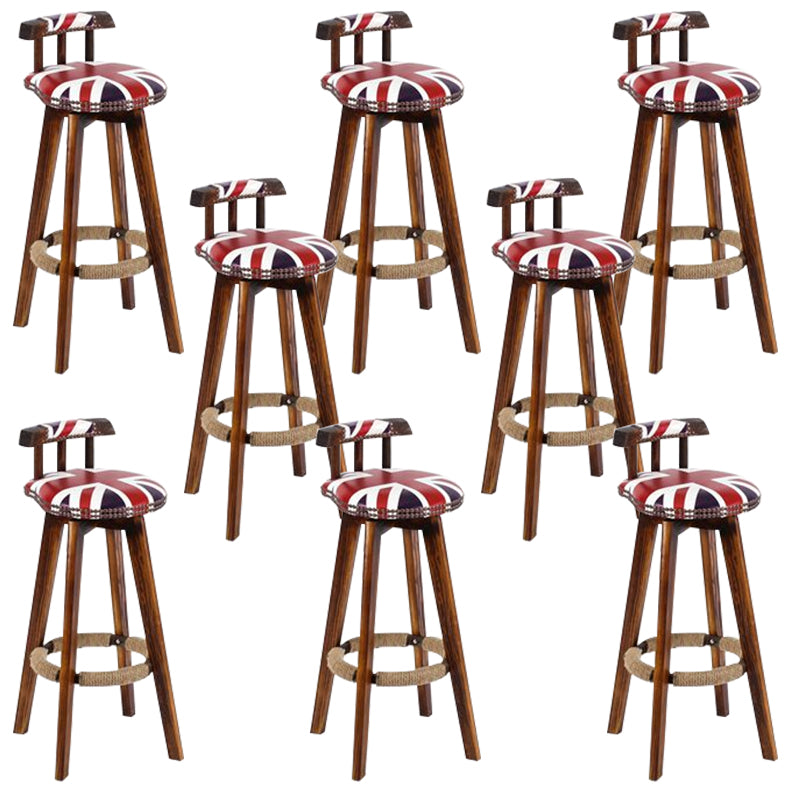 Industrial Low Back Dining Stools Armless Bar Stools with Wood Base