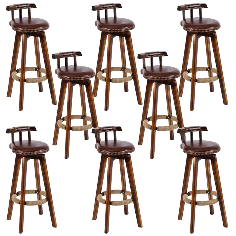 Industrial Low Back Dining Stools Armless Bar Stools with Wood Base
