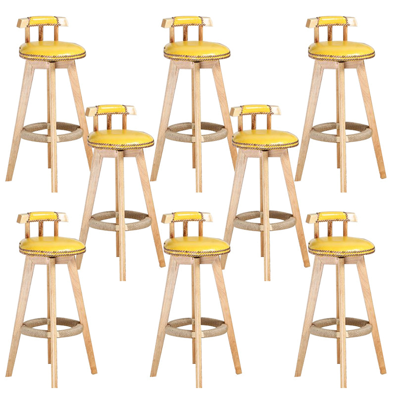 Industrial Low Back Dining Stools Armless Bar Stools with Wood Base