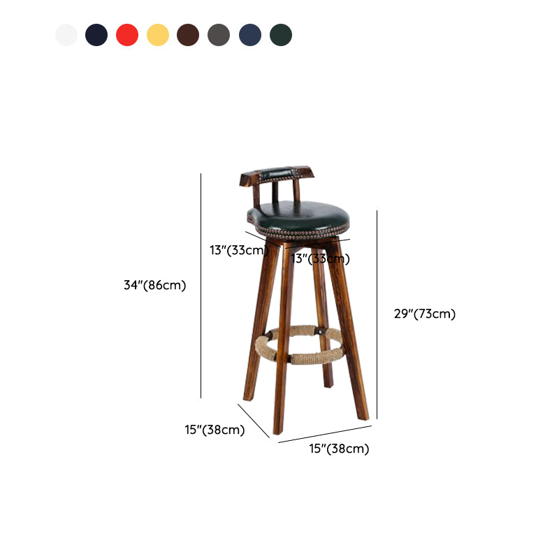 Industrial Low Back Dining Stools Armless Bar Stools with Wood Base