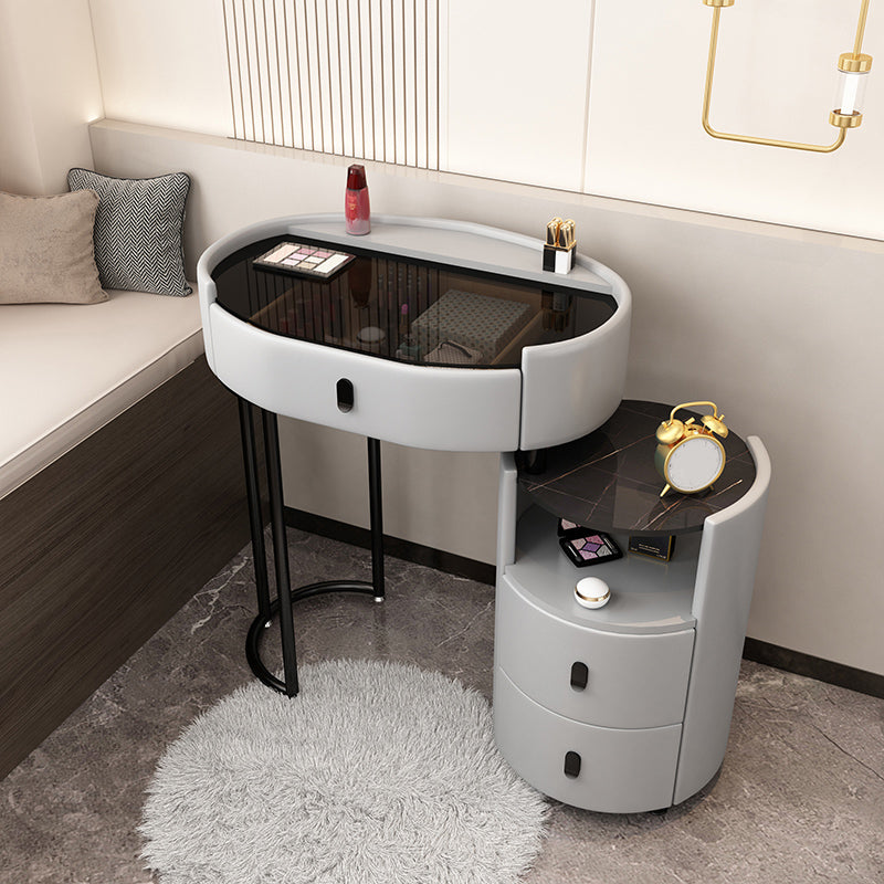 3 Drawers Glam Makeup Vanity Desk with Glass Top Makeup Vanity
