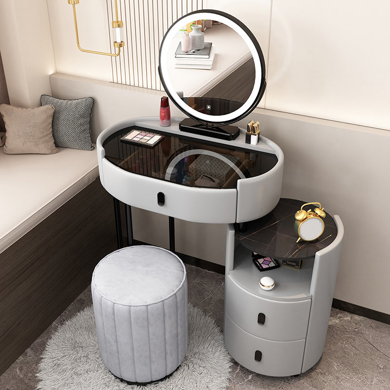 3 Drawers Glam Makeup Vanity Desk with Glass Top Makeup Vanity