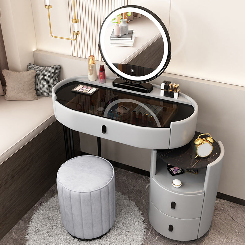 3 Drawers Glam Makeup Vanity Desk with Glass Top Makeup Vanity