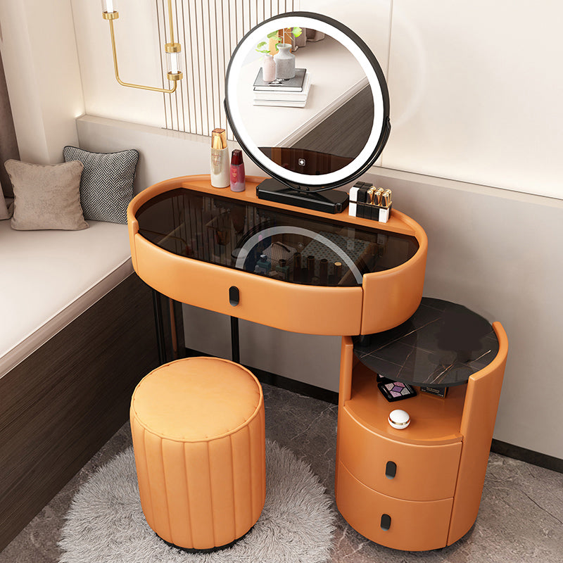 3 Drawers Glam Makeup Vanity Desk with Glass Top Makeup Vanity