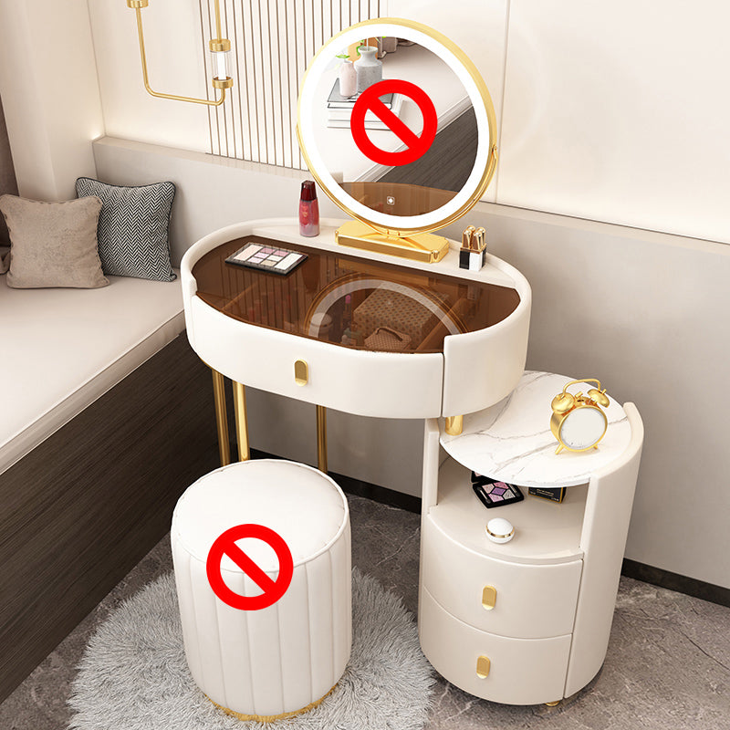 3 Drawers Glam Makeup Vanity Desk with Glass Top Makeup Vanity