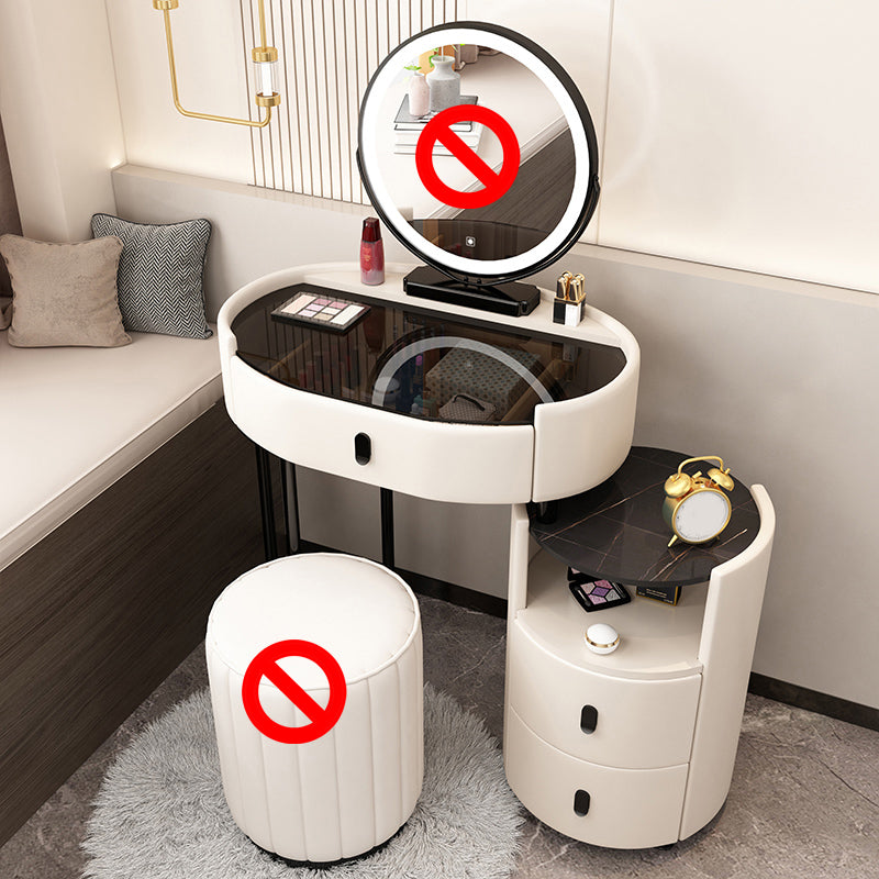 3 Drawers Glam Makeup Vanity Desk with Glass Top Makeup Vanity