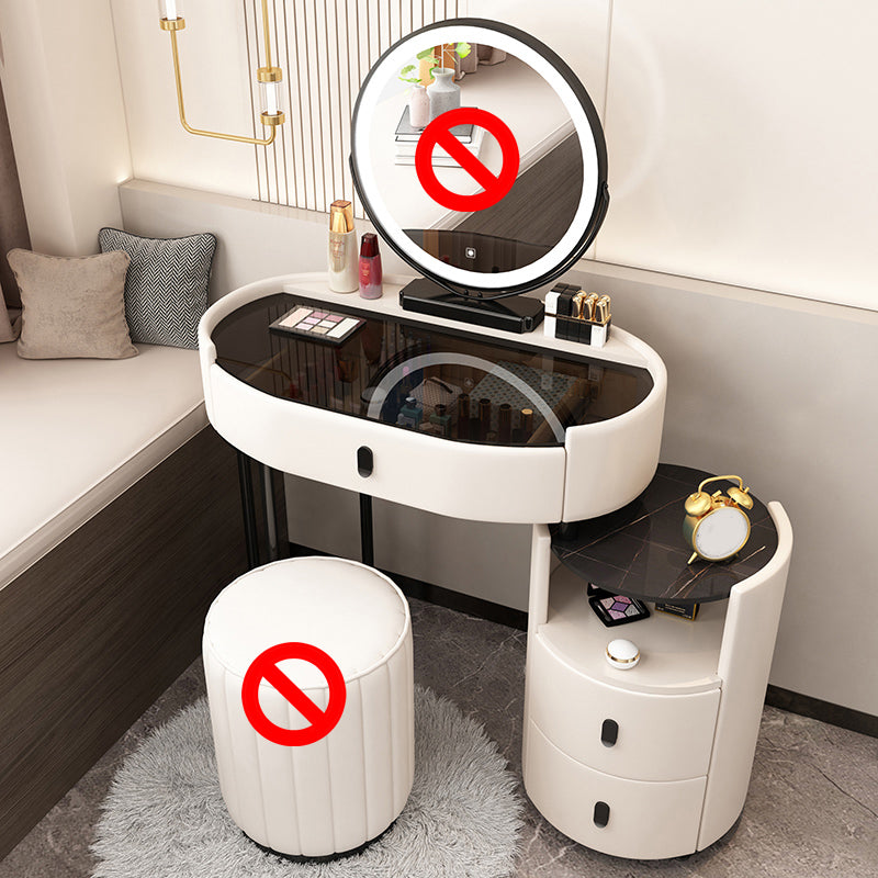 3 Drawers Glam Makeup Vanity Desk with Glass Top Makeup Vanity