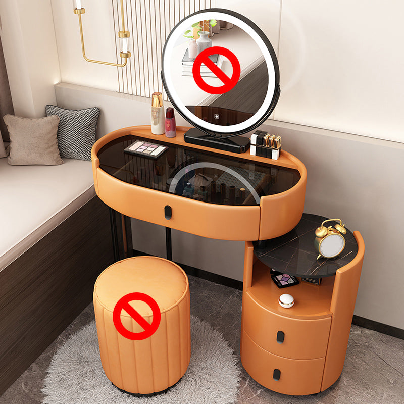 3 Drawers Glam Makeup Vanity Desk with Glass Top Makeup Vanity