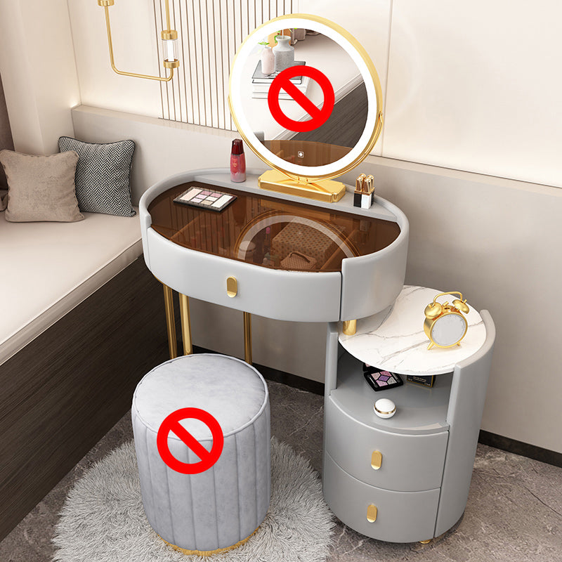 3 Drawers Glam Makeup Vanity Desk with Glass Top Makeup Vanity