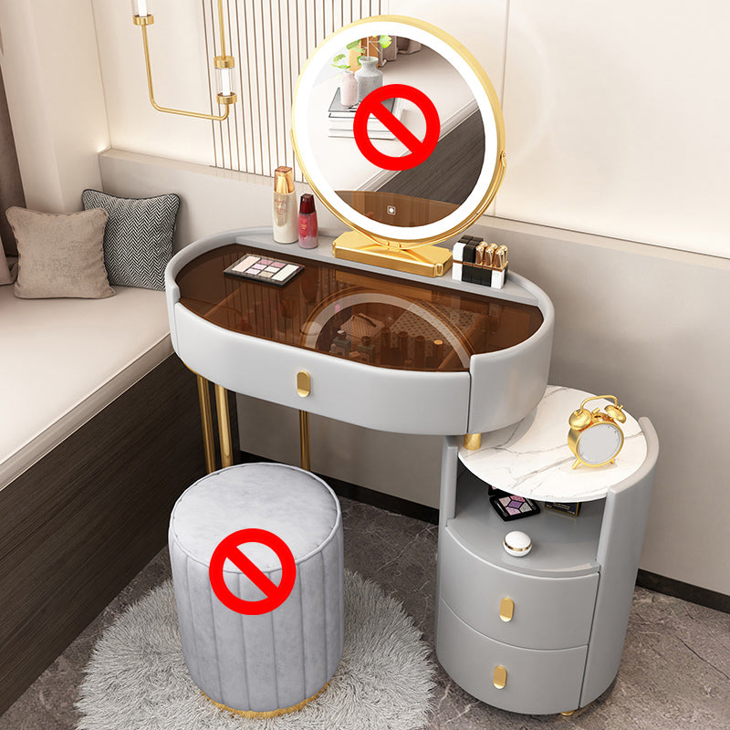 3 Drawers Glam Makeup Vanity Desk with Glass Top Makeup Vanity