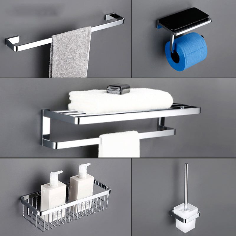 5-Piece Bathroom Hardware Set Modern Polished Chrome Bathroom Set