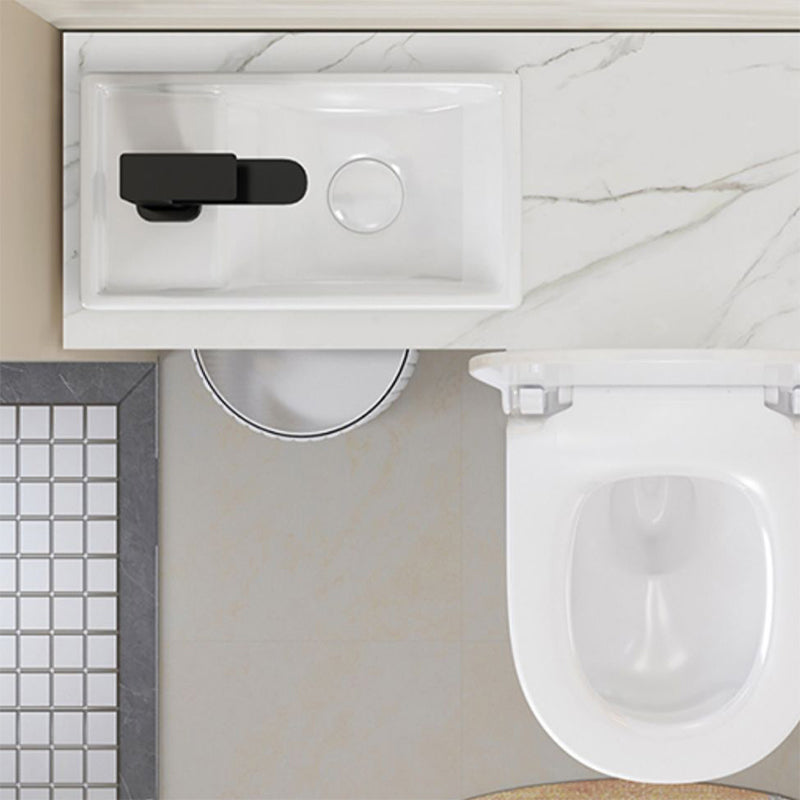 Contemporary Ceramic Flush Toilet Floor Mounted White Urine Toilet with Seat for Washroom