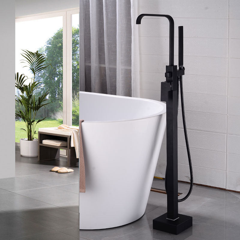 Modern Freestanding Tub Filler Trim Brass Floor Mounted with Risers Freestanding Faucet