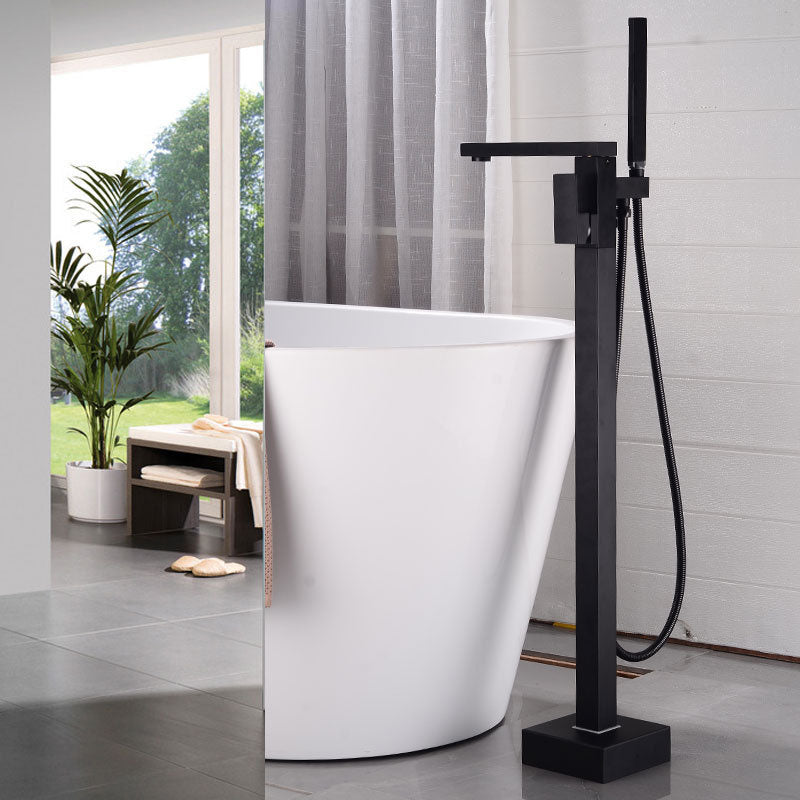 Modern Freestanding Tub Filler Trim Brass Floor Mounted with Risers Freestanding Faucet