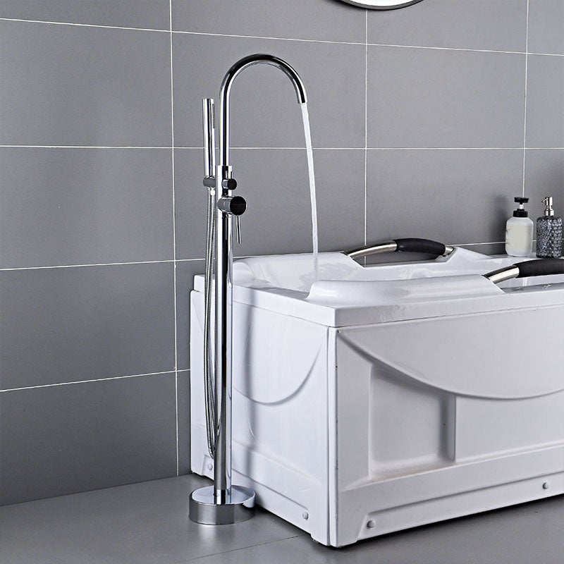 Modern Freestanding Tub Filler Trim Brass Floor Mounted with Risers Freestanding Faucet
