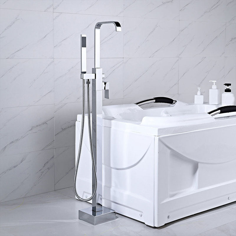 Modern Freestanding Tub Filler Trim Brass Floor Mounted with Risers Freestanding Faucet