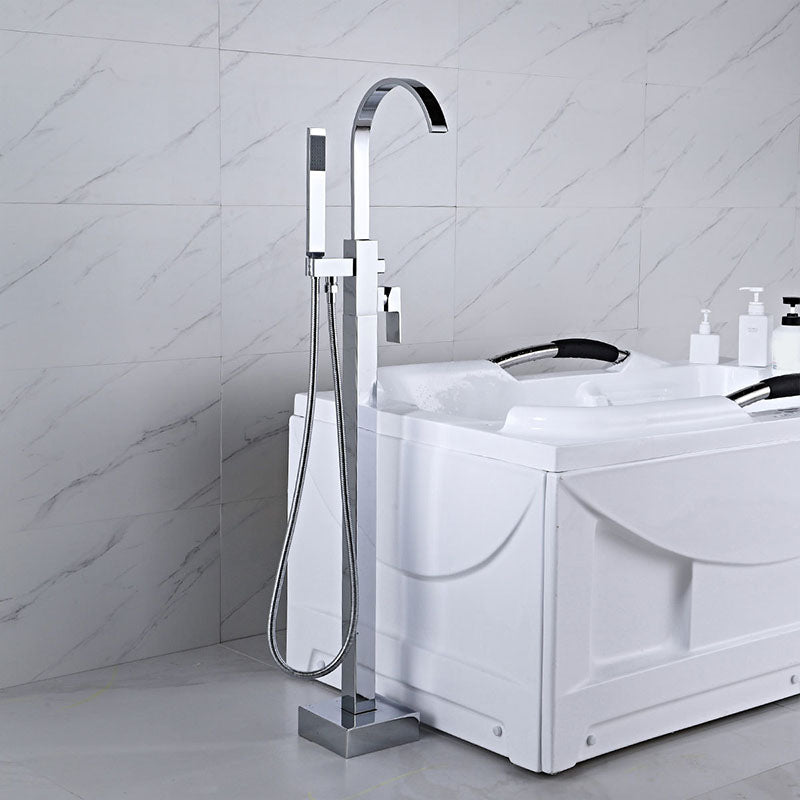 Modern Freestanding Tub Filler Trim Brass Floor Mounted with Risers Freestanding Faucet