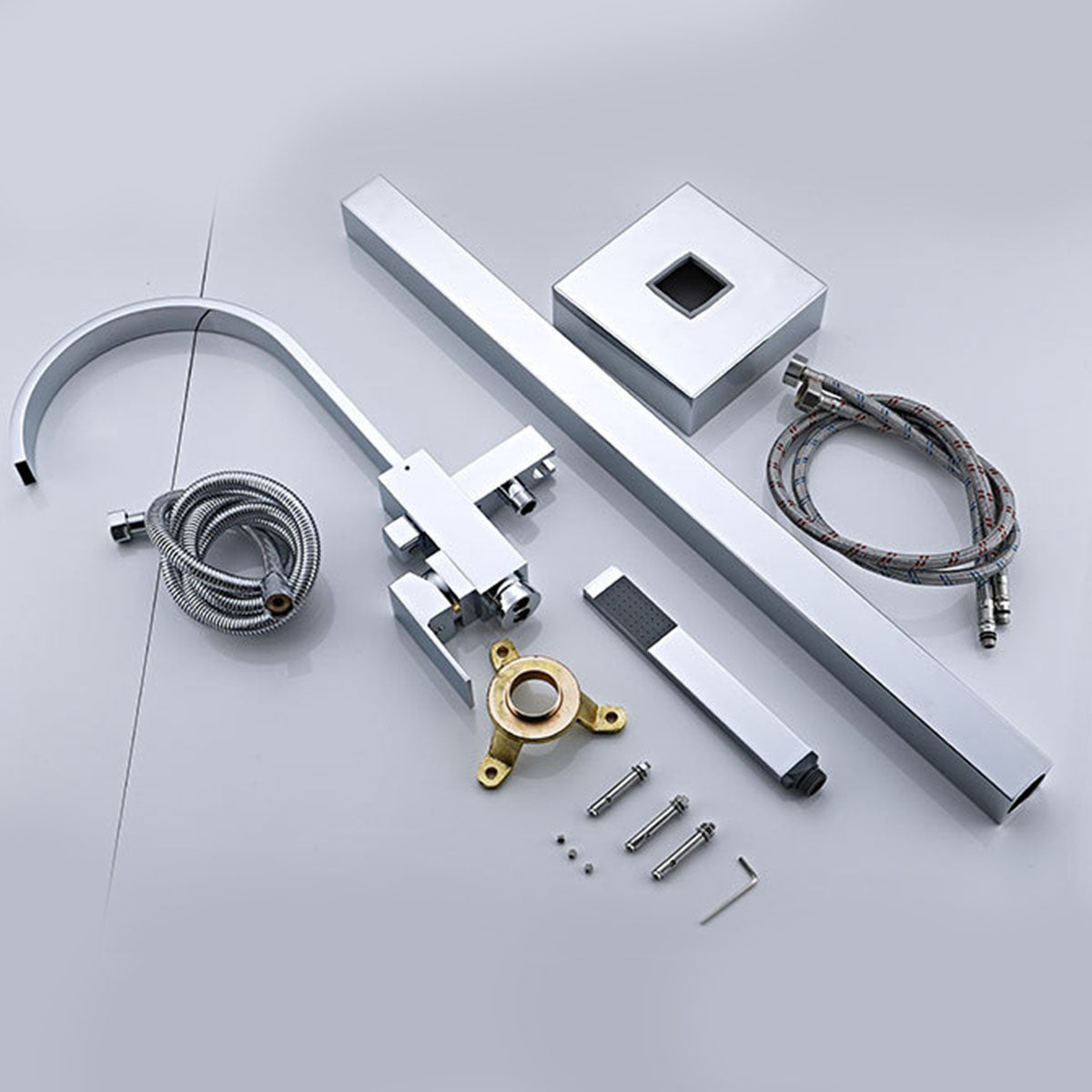 Modern Freestanding Tub Filler Trim Brass Floor Mounted with Risers Freestanding Faucet